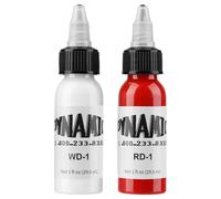 2 bottiglie di inchiostro per tatuaggi da 1 oz da 30 ml, colore bianco, con eleganza rossa, adatto ai vegani, per colorare, miscelare, linee, ombreggiatura, tribale e sfumatura