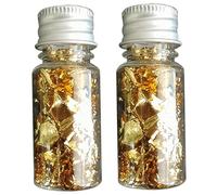 2 bottiglie fiocchi d'oro per chiodi, fiocchi d'oro metallici glitter carta goldica multiuso per manicure decorando le arti di pittura