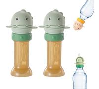2 bottiglie riutilizzabili per bambini con coperchio per cannuccia, design 2 in 1, tappo per cannuccia, chiusura a vite a prova di perdite, bottiglia in silicone, chiusura sicura (verde)