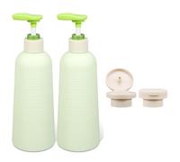 2 bottiglie vuote in plastica, a prova di perdite, con coperchio intercambiabile, per shampoo, gel doccia e sapone per le mani (verde, 400 ml)