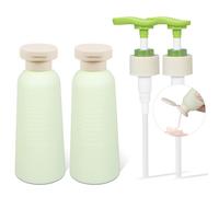 2 bottiglie vuote in plastica, a prova di perdite, con coperchio intercambiabile, per shampoo, gel doccia e sapone per le mani (verde, 200 ml)