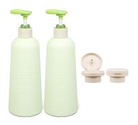 2 bottiglie vuote in plastica, a prova di perdite, con coperchio intercambiabile, per shampoo, gel doccia e sapone per le mani (verde, 500 ml)