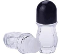 2 bottiglie vuote in vetro nero da 50 ml con sfera a rullo in plastica, contenitori roll-on, a prova di perdite, con tappo per oli essenziali, profumi, cosmetici