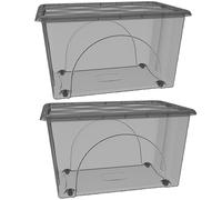 2 Box Portaoggetti Contenitore 60 LT STORAGE Scatole Multiuso 60x40x33 Organizer