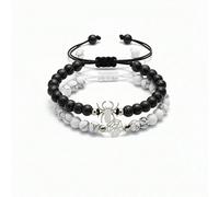 2 braccialetti a tema ragnatela per coppie, adatti sia per uomo che per donna, stile gotico punk Y2K, gioielli con perline nere e bianche, regalo di amicizia e promessa, per lui/lei Tagli Unica,Nero R