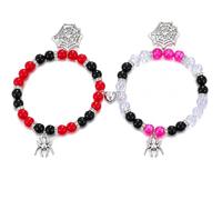 2 braccialetti a tema Spider Hero abbinati per coppie, regali di Halloween | Braccialetti magnetici abbinati con ciondoli ragno e ragnatela per regali di coppia, feste di Natale, Halloween