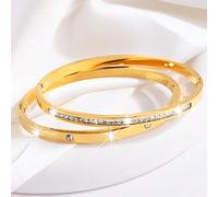 2 Braccialetti alla moda e semplici in acciaio inossidabile con gocce d'olio e diamanti incastonati, adatti come regalo per le vacanze e cerimonie, pieni di colore senza sbiadire Acciaio inossidabile