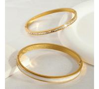 2 Braccialetti alla moda e semplici in acciaio inossidabile con gocce d'olio e diamanti incastonati, adatti come regalo per le vacanze e cerimonie, pieni di colore senza sbiadire Acciaio inossidabile