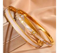 2 braccialetti alla moda e semplici in acciaio inossidabile con gocce d'olio e diamanti incastonati, adatti come regalo per le vacanze e cerimonie, pieni di colore senza sbiadire Acciaio inossidabile