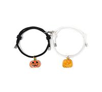 2 braccialetti con ciondolo a forma di zucca/fantasma/cappello intrecciato con calamita per Halloween, regalo per uomini e donne