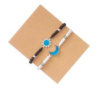 2 braccialetti coordinati con sole e luna per coppie, set di braccialetti in corda intrecciata regolabile, regali per relazioni a lunga distanza, per San Valentino