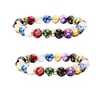 2 braccialetti elasticizzati con cristalli e pietre preziose, braccialetti da yoga, regolabili in corda intrecciata, per donne e ragazze, stile 03