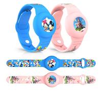 2 braccialetti per bambini impermeabili per AirTag, Carino Carino Animato Regolabile Nascosto per Apple Air Tag HolderCustodia in Silicone Morbido Anti-Perdita GPS Tracker Strap per tutti(blu, rosa)