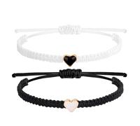 2 braccialetti per coppie, regali di relazione a lunga distanza, regali per coppie, regali per lui e il suo cuore, braccialetti in corda intrecciata per migliori amici, per fidanzato, fidanzata