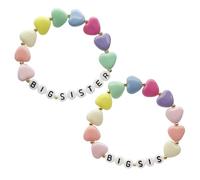 2 braccialetti per sorella personalizzati perline acriliche catena a mano catene da polso colorate con lettere catene da polso lunghezza regolabile braccialetto grande sorella, Misura unica, come