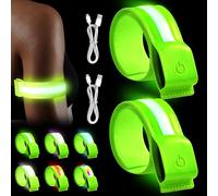 2 bracciali a LED ricaricabili, 40 cm x 3,8 cm, 5 colori, 3 modalità di luce, nastri riflettenti USB, nastro riflettente, luce di sicurezza notturna, per jogging, corsa, corsa (verde)