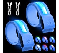 2 bracciali a LED ricaricabili, 40 cm x 3,8 cm, 5 colori, 3 modalità di luce, nastri riflettenti USB, nastro riflettente, luce di sicurezza notturna, per jogging, corsa, corsa (blu)