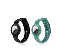 2 bracciali AirTag per bambini, Bracelet per AirTag, custodia protettiva in silicone per Airtag, cinturino Airtag per bambini, bambini (nero e verde)