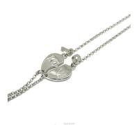 2 bracciali argento 925 da spezzare cuore lucchetto chiave volti scritte LOVE