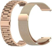 2 bracciali compatibili con Garmin Bounce 2 da 22 mm, cinturino in tessuto a rete, in acciaio inox, per affari