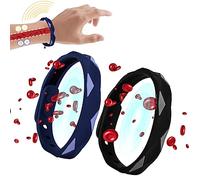 2 bracciali con ioni negativi a infrarossi, antistatici, negativi, in silicone, regolabili, magnetici per il detox dei linfa (nero, blu)