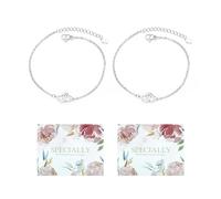 2 bracciali da damigella d'onore in argento con 2 biglietti scritti a mano, 2 pezzi, scatola portaoggetti, bracciale regolabile, braccialetto a cuore, regalo di matrimonio, damigella d'onore., Acciaio