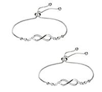 2 bracciali in argento con simbolo dell'infinito, braccialetto dell'amicizia, con simbolo dei migliori amici, regolabili, per donne, Natale, compleanno