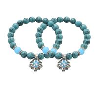 2 bracciali per alleviare l'ansia e lo stress, con ciondolo a forma di loto, con perle di cristallo, gioielli per mano, gioielli turchesi (verde)