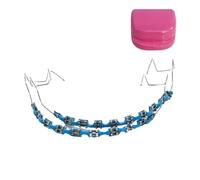 2 bretelle dentali finte, decorazione colorata per denti con fili metallici e scatola, oggetti di scena per studenti di odontoiatria, ortodontisti per spiegare