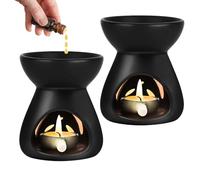 2 Bruciatore di Essenze, Brucia Essenze Ceramica con Cucchiaio, Diffusore di Oli Essenziali, Bruciatore di Candele in Ceramica, Candela Fornello per Casa Camera da Letto Decorazione