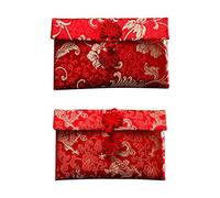 2 buste cinesi rosse, buste rosse in seta, buste cinesi per biglietti Hongbao, tasche rosse per soldi per Capodanno, feste di primavera, compleanno e matrimonio