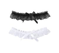 2 calze da donna, in pizzo, per cosplay, matrimoni (bianco e nero)