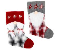 2 calze di Natale senza volto, borsa regalo a forma di gnomo, decorazioni da appendere all'albero di Natale, sacchetti per caramelle di Natale