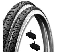 2 COPERTONI 24 X 1 3/8 (37-540) + 2 CAMERE AMERICANE PNEUMATICI BIANCO-NERO STRADALE CITY BIKE BICICLETTA