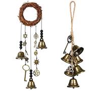 2 Campane A Della Campana Della Strega, Campane Della Strega Appese Appendini Per Porte Di Protezione, Decorazioni Per Porte Sospese Con Campane A, Ghirlanda In Rattan Per Buona Fortuna