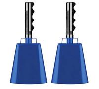 2 campane da mucca blu per eventi sportivi, grandi campane da mucca con manico ergonomico, ideali per giochi di calcio, design compatto per un facile trasporto