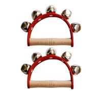 2 campanelle a mano, 5 campane in legno palmare da polso, strumenti a percussione a mano, strumenti per l'insegnamento della musica (rosso)