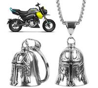 2 campanelle per moto Guardian Bell, in acciaio inox, per motocicletta, portafortuna, campanello per bicicletta, campanello di protezione, angelo, campanello da equitazione, gancio cromato per