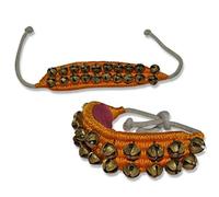 2 campanelli arancioni Kathak con campane danzanti Ghungroo coppia accessori per danza classica indiana fatti a mano 14