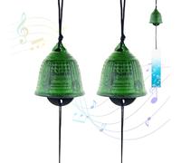 2 campanelli eolici giapponesi in ghisa, campanelli eolici commemorativi, verdi per il tempio, per esterni, interni, patio, giardino, buona fortuna