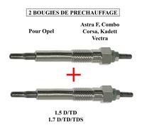 2 Candela Candelette per Opel Kadett Astra F Corsa 1.5 1.7 D Td