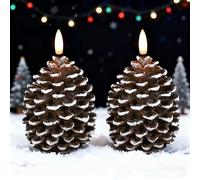 2 candele a forma di pigne senza fiamma, decorazione natalizia, pigne a LED, candele senza fiamma, a batteria, per decorazioni natalizie, decorazione della casa