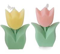 2 candele a forma di tulipano, decorazioni per la casa, candele estetiche alla soia, profumate alla paraffina, per la decorazione della casa, accessori fotografici per matrimoni (rosa, giallo)