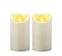 2 candele a LED impermeabili a batteria, senza fiamma, a pilastro, con timer tremolante, in resina, luce decorativa elettrica per lanterne, patio, giardino, matrimoni, dimensioni: 7.6 x 12.7 cm