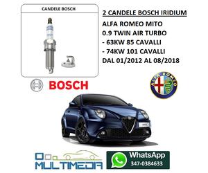 2 CANDELE BOSCH IRIDIUM ALFA ROMEO MITO 0.9 TWIN AIR 63KW 85 CV 74KW 101 CV