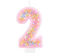 2 candele di compleanno rosa macaron per ragazze, arcobaleno pastello macaron numero 2 candela per torta, decorazione colorata per torta per 2° compleanno ragazza, decorazione per feste di compleanno