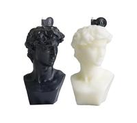2 candele profumate a forma di busto di David, 110 g, in cera di soia greca, decorazione estetica greca, per foto da tavolo, regalo di compleanno, nero, bianco