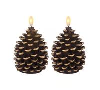 2 candele senza fiamma, candele senza fiamma, candele senza fiamma a batteria, candele in cera non profumate, pigne con finitura marrone, per decorazioni natalizie e feste in casa (2 pezzi)