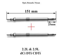 2 Candelette Motore Per Espace 4 Laguna 2 Master Trafic 2.2 DCI 2.5 DTI M10x100