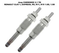 2 Candelette Preriscaldo per JEEP Cherokee 2.1 TD e Renault 1.9 D, Alluminio